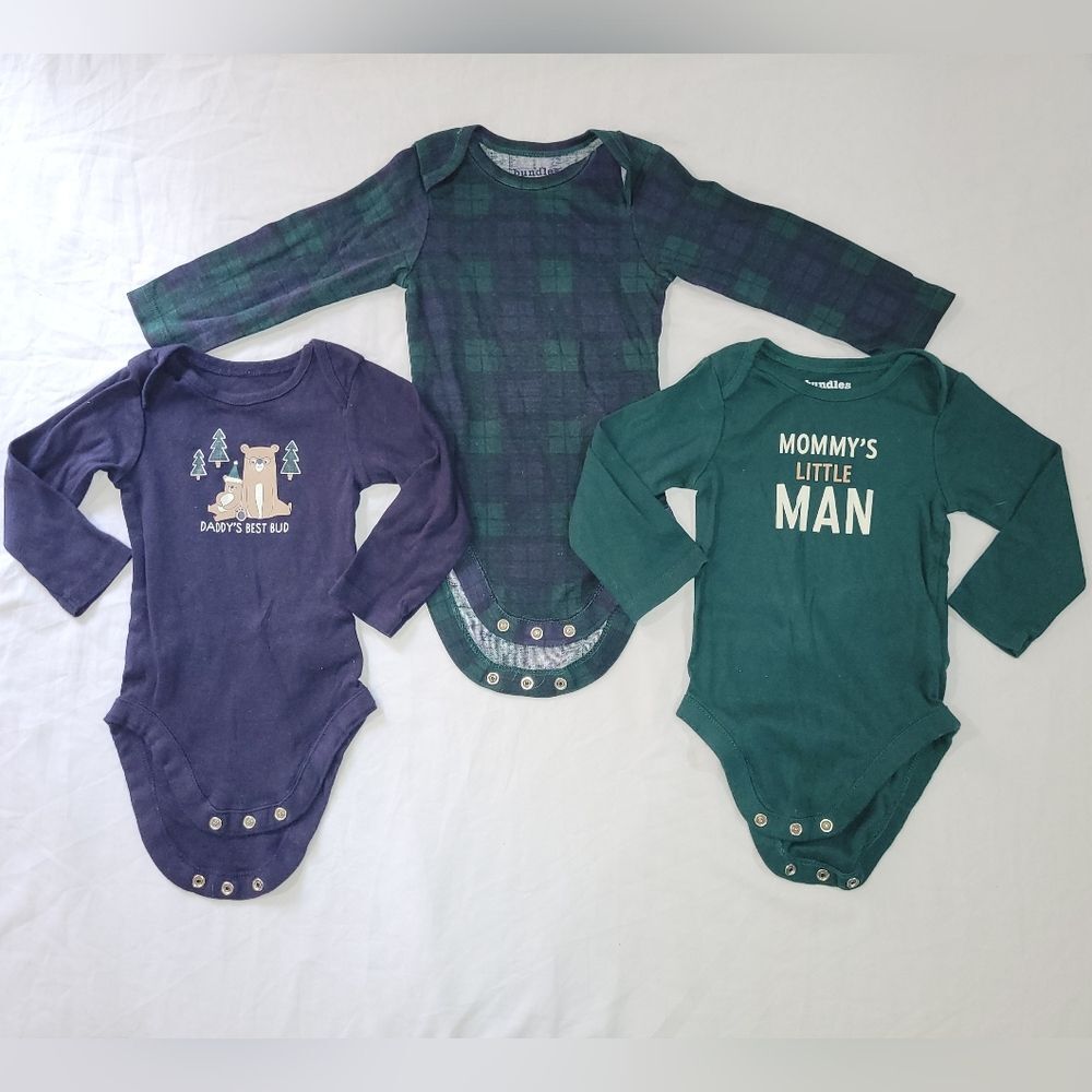 Bundles baby place Size 6-9 Months Bundles Baby Place Bear Plaid Bodysuits